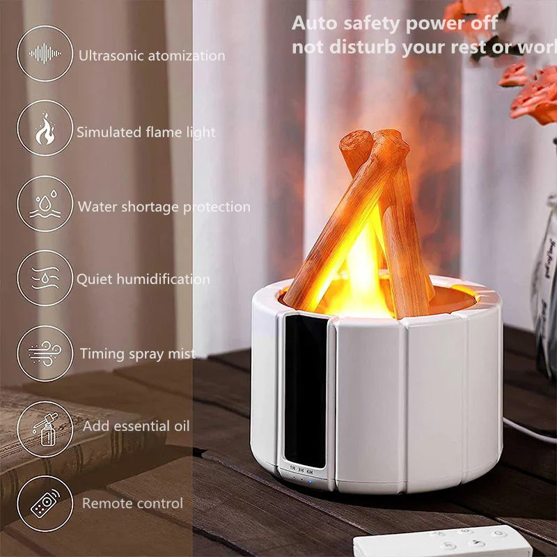 H9 Bonfire Flame USB Humidifier with Remote Control - Flame Light Ultrasonic Aroma Diffuser Air Humidifier, Oil Fragrance Perfume Machine for Home, Office, Hotels - Elegant Gifts for your Loved Ones & Youself
