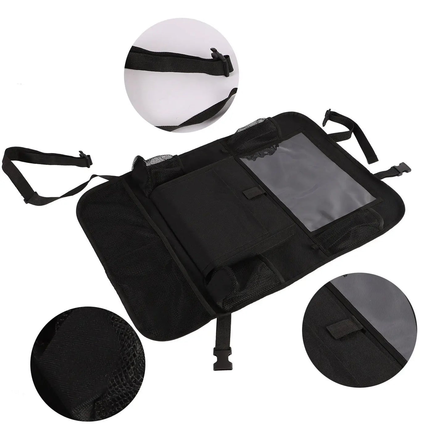 Car Back Seat Organizer with Touch Screen Tablet Holder for Kids & All Others - Black, Car Seat Back Bag Featuring kick mats, a pocket for toys, Mesh Pocket with waterproof Design - Perfect Gift for Kids & Family