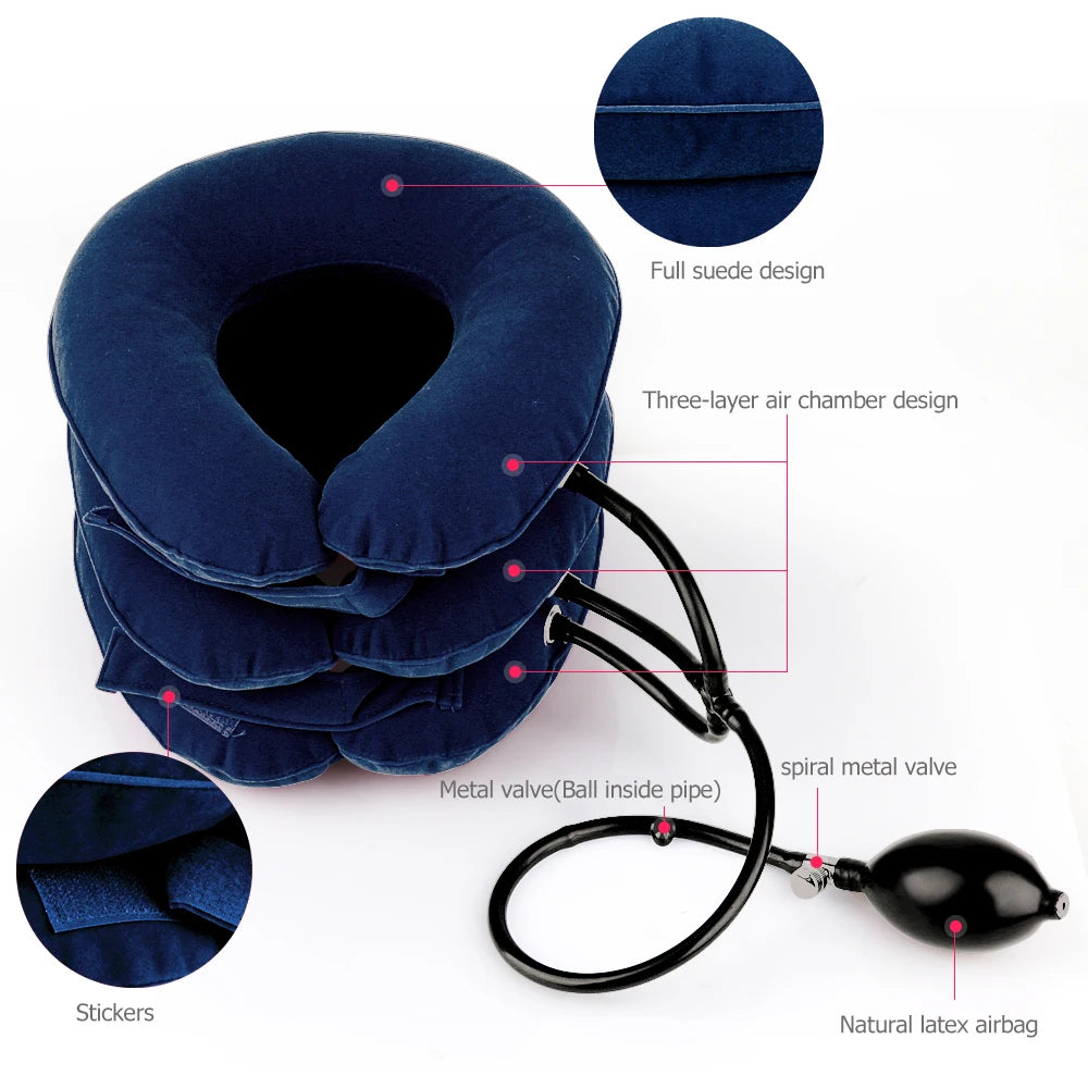Inflatable Cervical Neck Traction Pillow – Posture Corrector & Pain Relief Brace for Travel & Home - Perfect Gift for Loved Ones