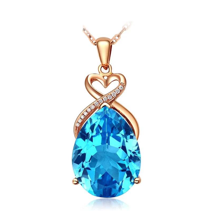 Bohemian Style Natural Sapphire Necklace – 14K Rose Gold Pendant for Wedding, Gift - Elegant Fine Jewelry for Women