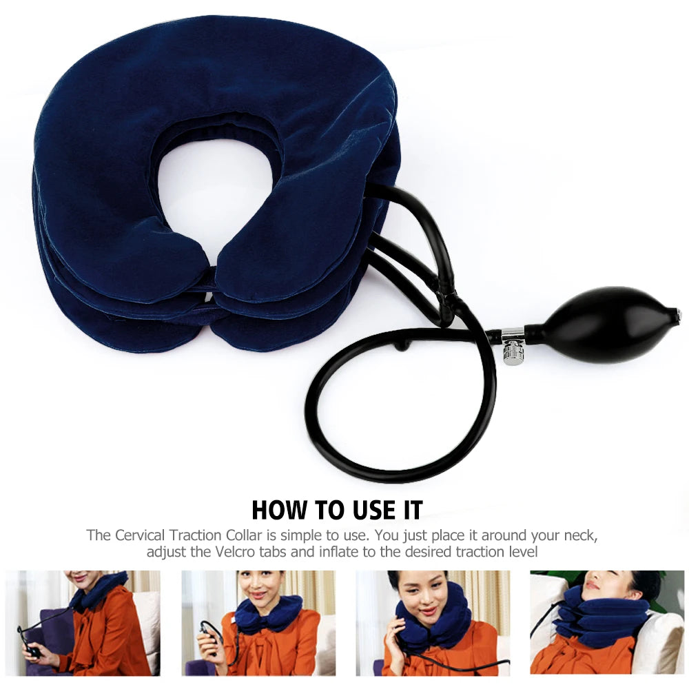 Inflatable Cervical Neck Traction Pillow – Posture Corrector & Pain Relief Brace for Travel & Home - Perfect Gift for Loved Ones