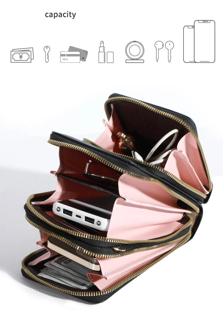 Luxury Women's PU Leather Bag - Large Capacity Shoulder Bag with Wallet, Card Holders, & Phone Purse - Elegant Gift for Her