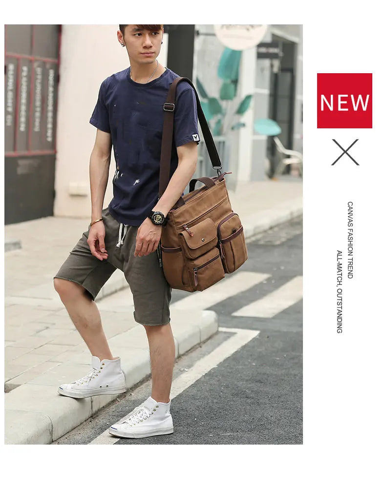 Men's Handbags: Briefcases, Canvas Shoulder Bags for Documents, Vintage K004 Travel Bags, Large Capacity Tote Bags, Laptop Crossbody Bags - Ideal Gift for Men