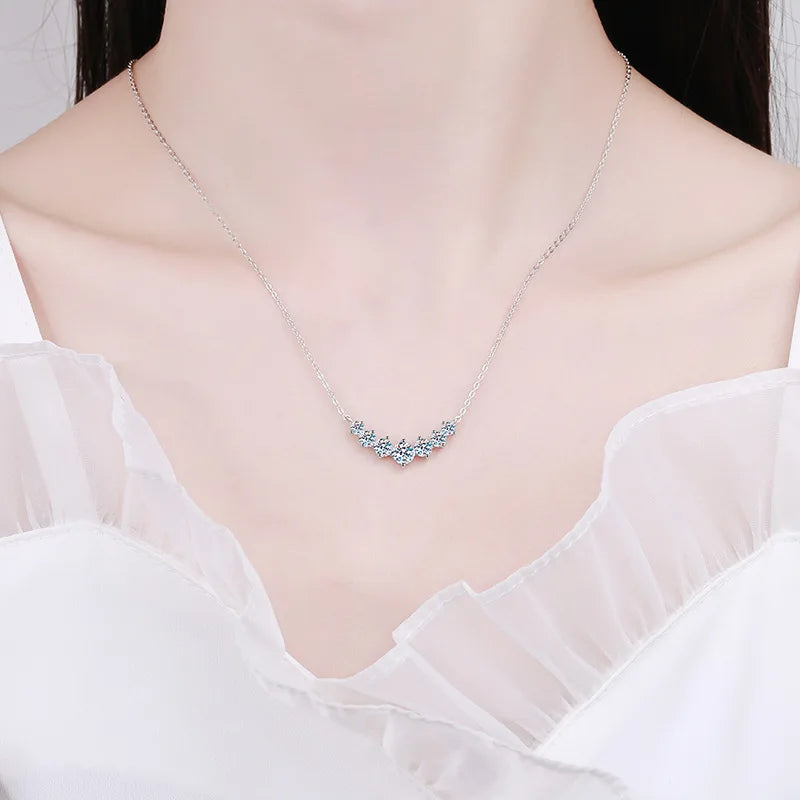 Sparkle & Elegance: K.NOBSPIN D VVS1 Moissanite Necklace - 925 Sterling Silver & 18k White Gold Plated - Perfect Gift for Women Birthday Wedding