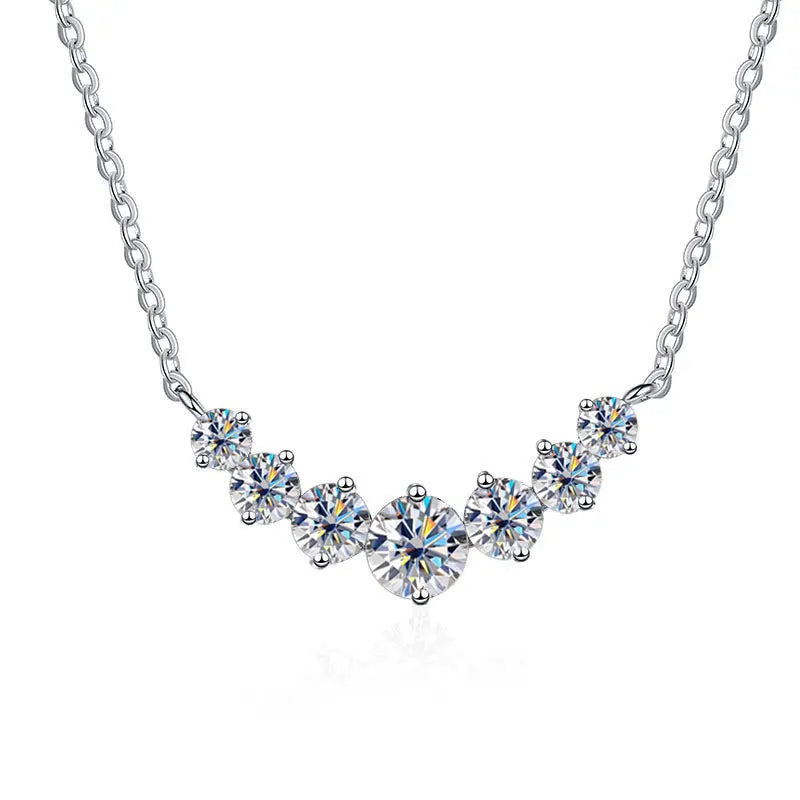Elegant K.NOBSPIN Moissanite Necklace in 925 Sterling Silver & 18k White Gold Plated - Perfect Gift for Women