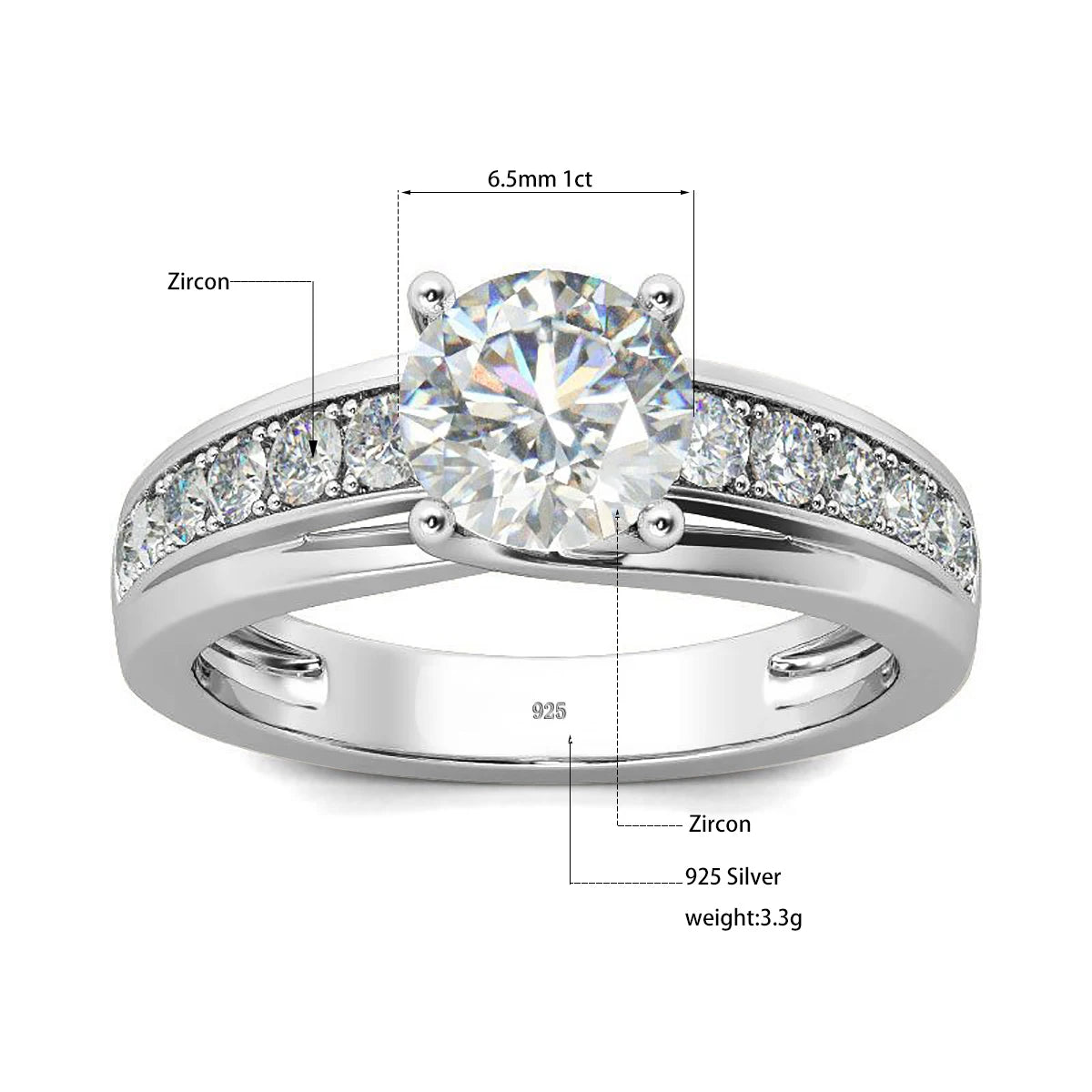 1 Carat Moissanite Engagement Ring for Women – 925 Sterling Silver Rhodium Plated Wedding Jewelry - Elegant Gift for Her