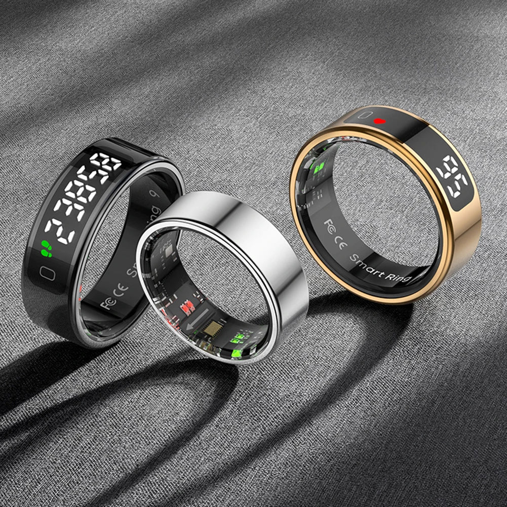 Touchscreen Smart Ring with Display – Heart Rate & Blood Oxygen Monitor, 5ATM Waterproof, Android & iOS Compatible - Gift for All