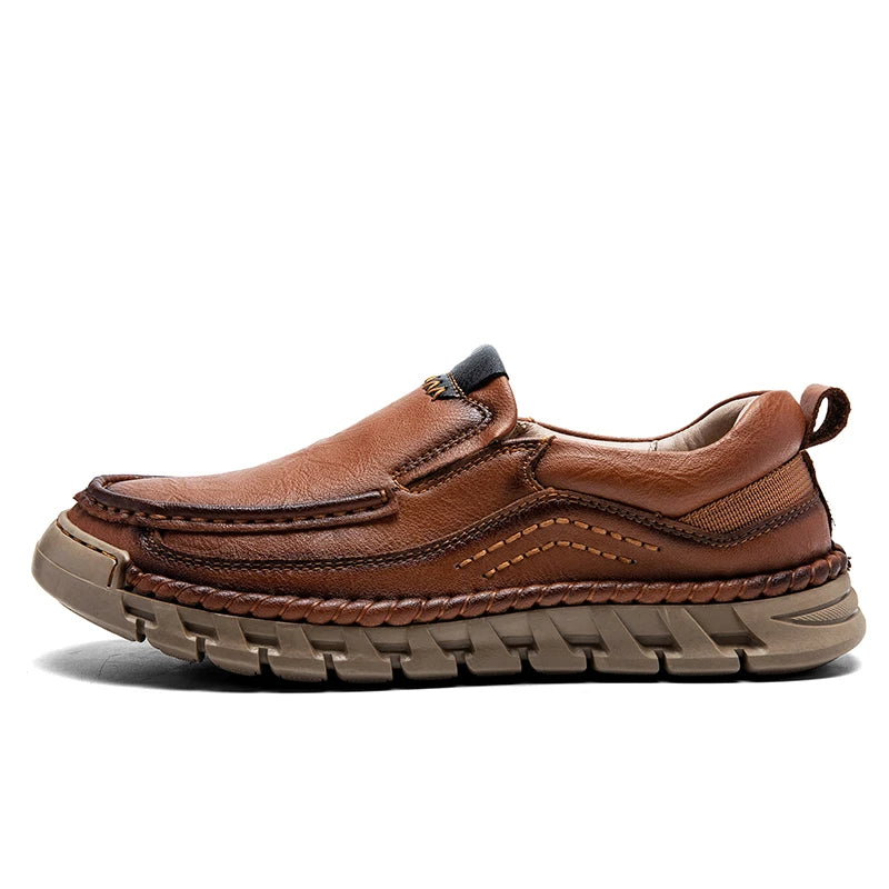 Classic Retro Leather Loafer Shoes for Men – Elegant Hand-Sewn Slip-On Casual Footwear for Summer & Spring Parties - Gift for Him