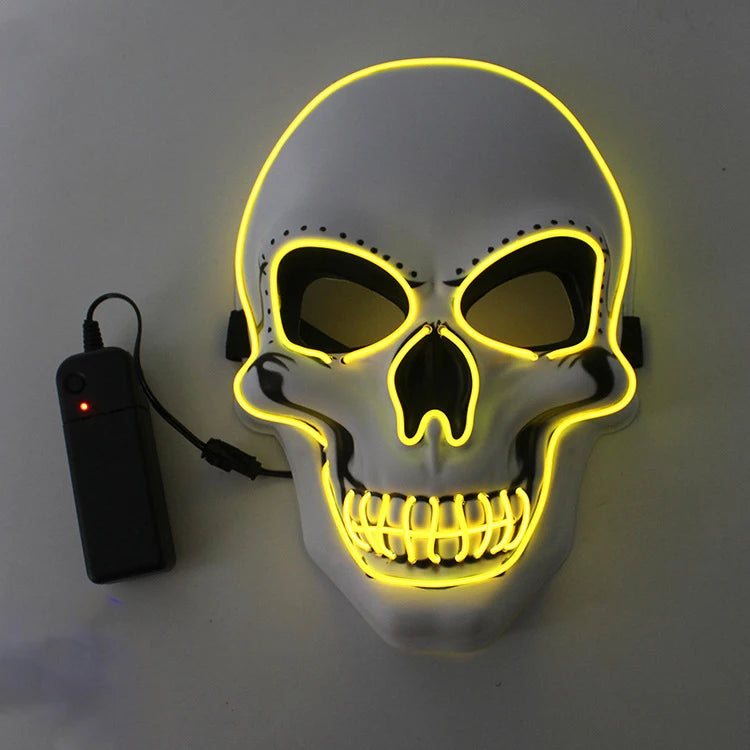 Halloween LED Horror Skull Mask – Luminous Cold Light Cosplay Mask for Spooky Parties & Decorations