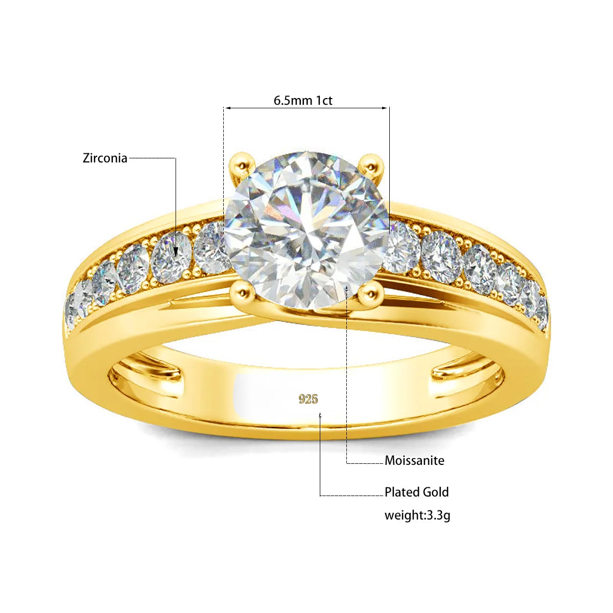 1 Carat Moissanite Engagement Ring for Women – 925 Sterling Silver Rhodium Plated Wedding Jewelry - Elegant Gift for Her