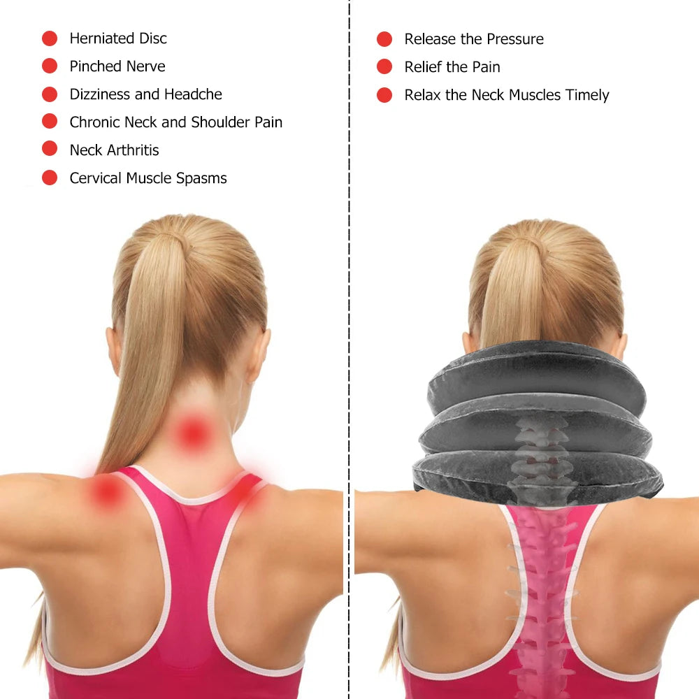 Inflatable Cervical Neck Traction Pillow – Posture Corrector & Pain Relief Brace for Travel & Home - Perfect Gift for Loved Ones
