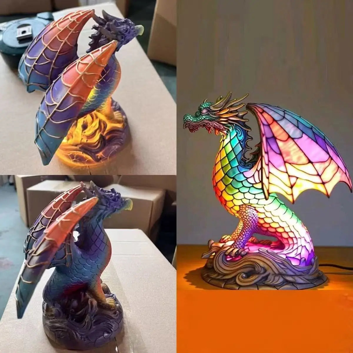 Creative Resin Animal Night Lamp – USB LED Light for Desk or Bedroom Decor, Mermaid, Wolf, Owl, Cat, Dragon Series - Perfect for Housewarming Gift