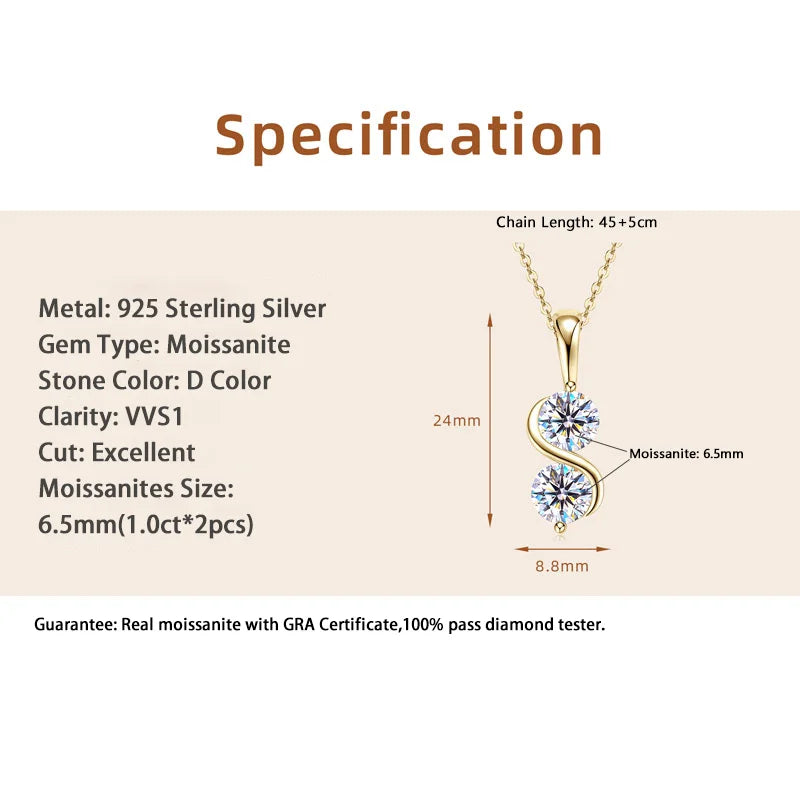 RAPRGOLD 925 Silver Chain With Moissanite Pendant for Women – Round Cut & Twisted Pendant Necklace for Wedding, Party - Jewelry Gift for Her