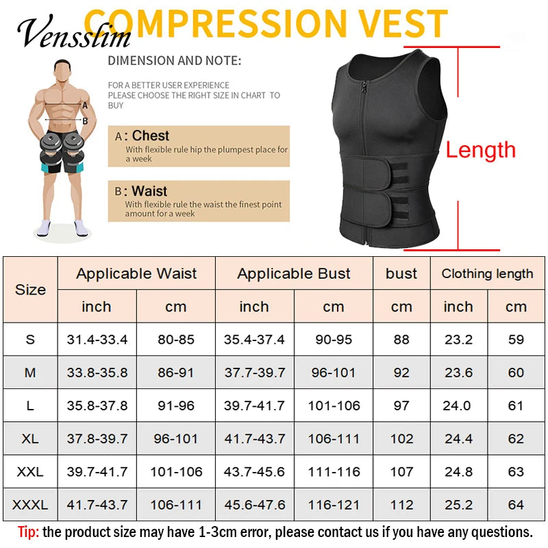 Slimming Sauna Shapewear Vest for Men – Compression Undershirt & Waist Trainer for Fitness & Body Sculpting, Fat Burner Workout Tops - Ideal Gift for Him