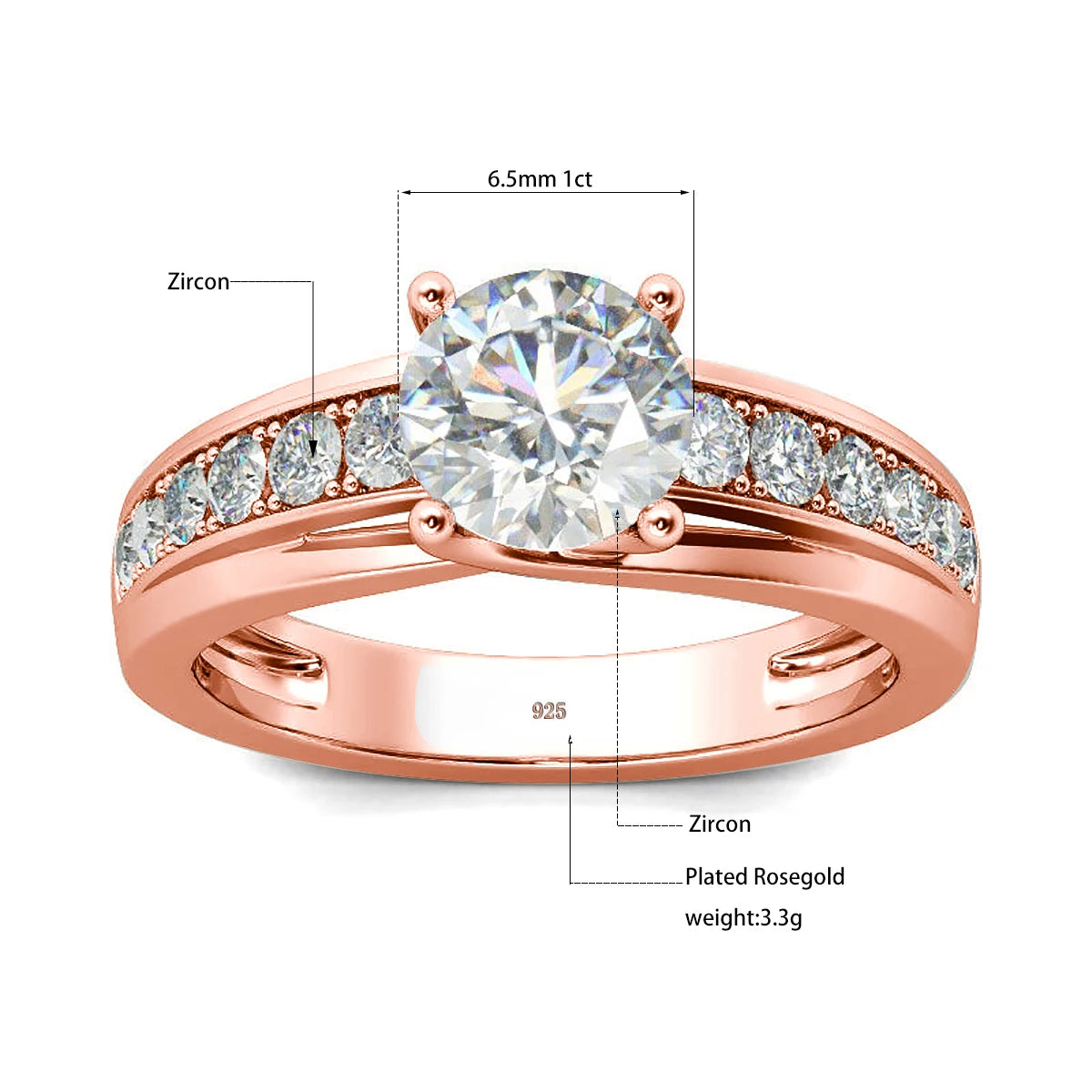 1 Carat Moissanite Engagement Ring for Women – 925 Sterling Silver Rhodium Plated Wedding Jewelry - Elegant Gift for Her