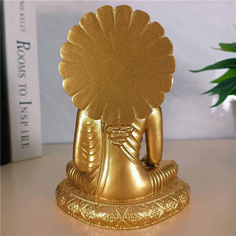 Sakyamuni Buddha Figurine – Golden Resin Feng Shui Ornament for Home or Office, Sculpture for Meditation - Ideal Gift for All