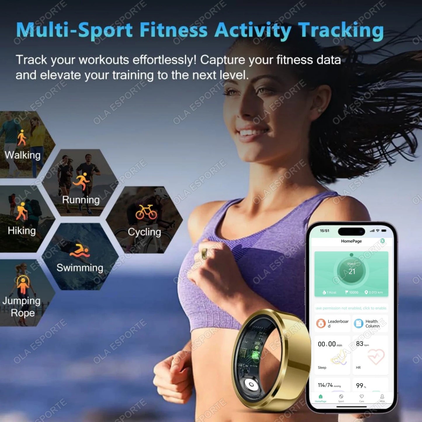 Xiaomi Unisex Fitness Smart Ring – Blood Pressure & Heart Rate Tracker, Multi-Sport Mode, Waterproof Wearable - Perfect Gift