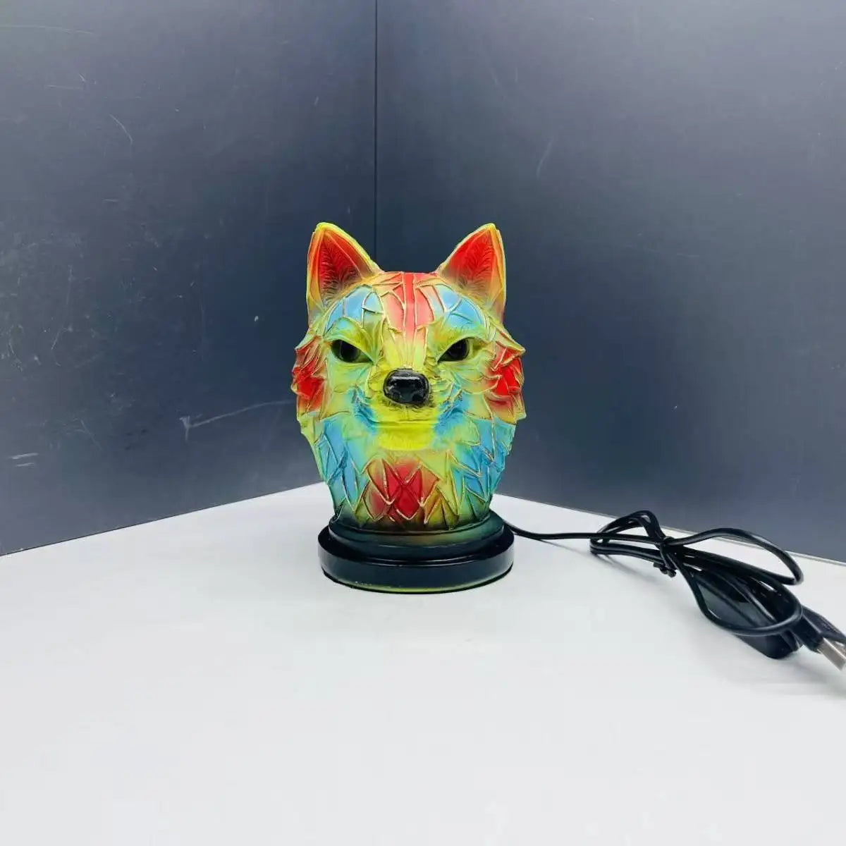 Creative Resin Animal Night Lamp – USB LED Light for Desk or Bedroom Decor, Mermaid, Wolf, Owl, Cat, Dragon Series - Perfect for Housewarming Gift