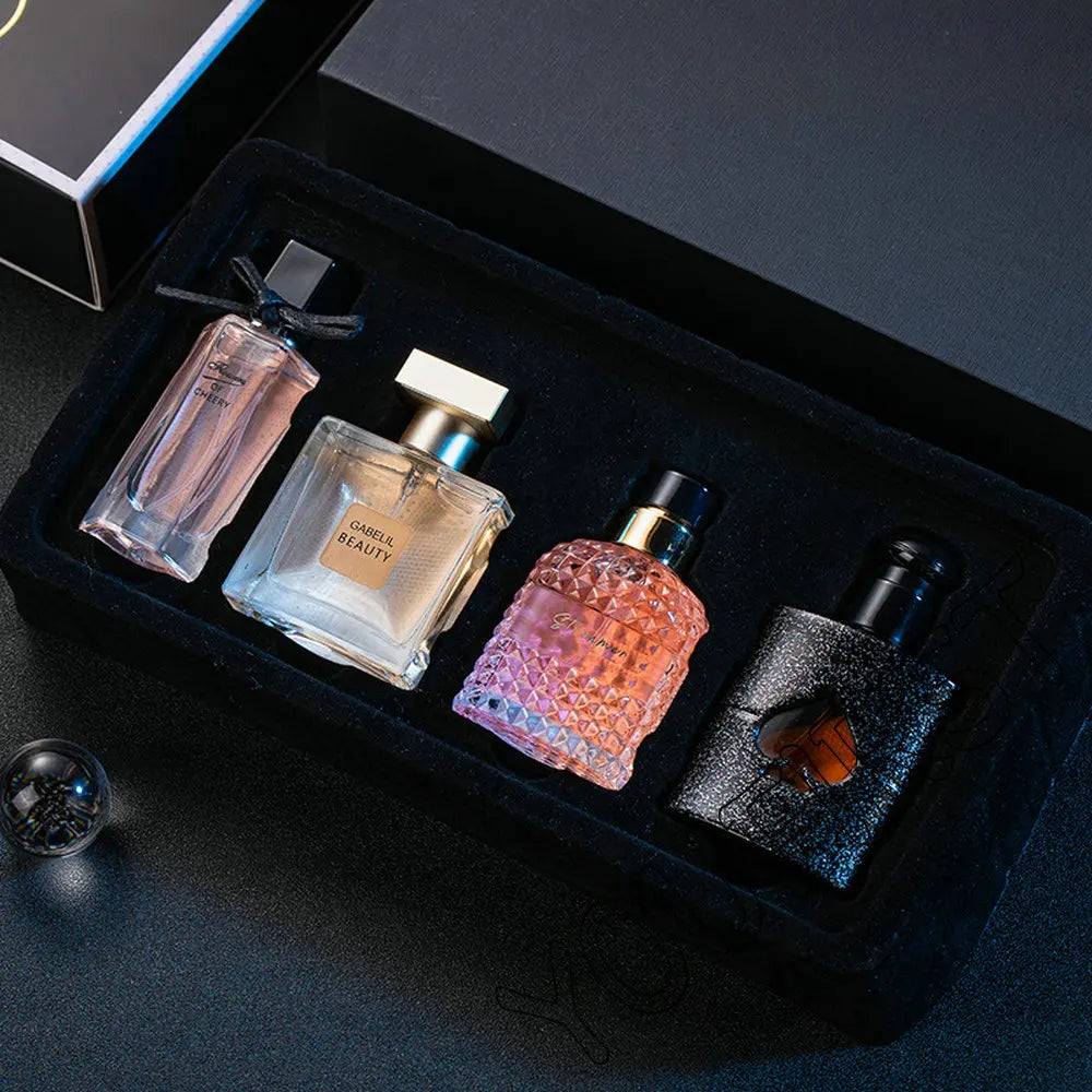 Floral Scent Perfume Gift Box for Women – 4PCS Set Pheromone Parfum Pour Femme 105ml Long-Lasting Spray Colognes