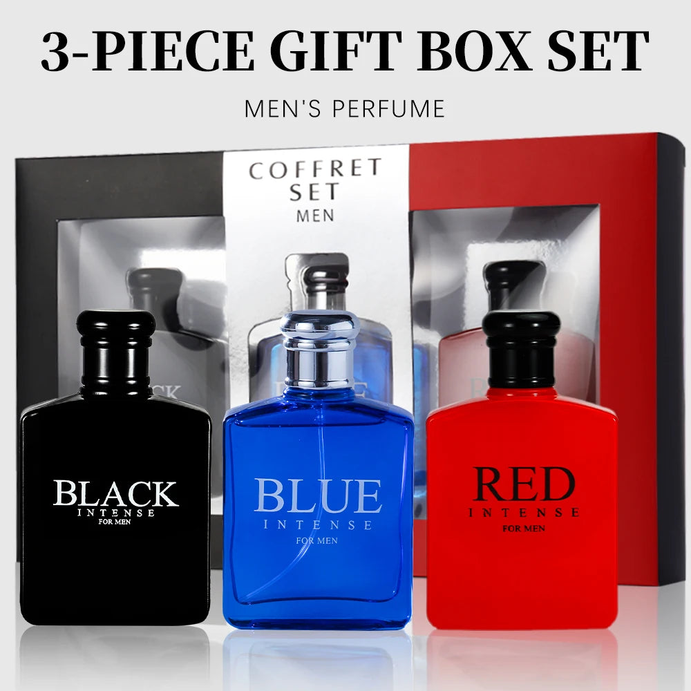 Men’s Deluxe Perfume Spray Set – Fruity Eau de Parfum Trio Gift Box for Special Occasions | 3PCS Large Fragrance Gift Box with Fresh Scent for Him