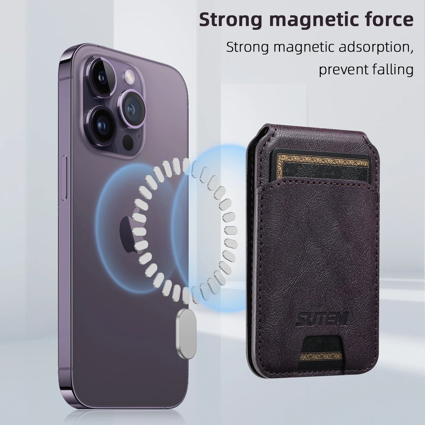 Luxury Leather Card Holder for iPhone - Magnetic Card Holder Max Plus Phone Bank ID Card - Perfect Gift for All