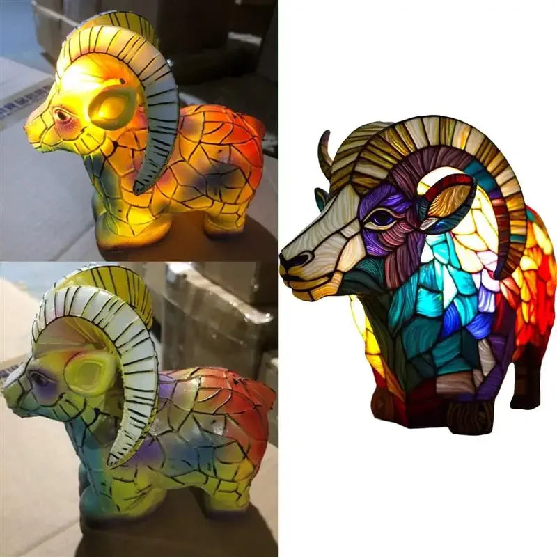Creative Resin Animal Night Lamp – USB LED Light for Desk or Bedroom Decor, Mermaid, Wolf, Owl, Cat, Dragon Series - Perfect for Housewarming Gift