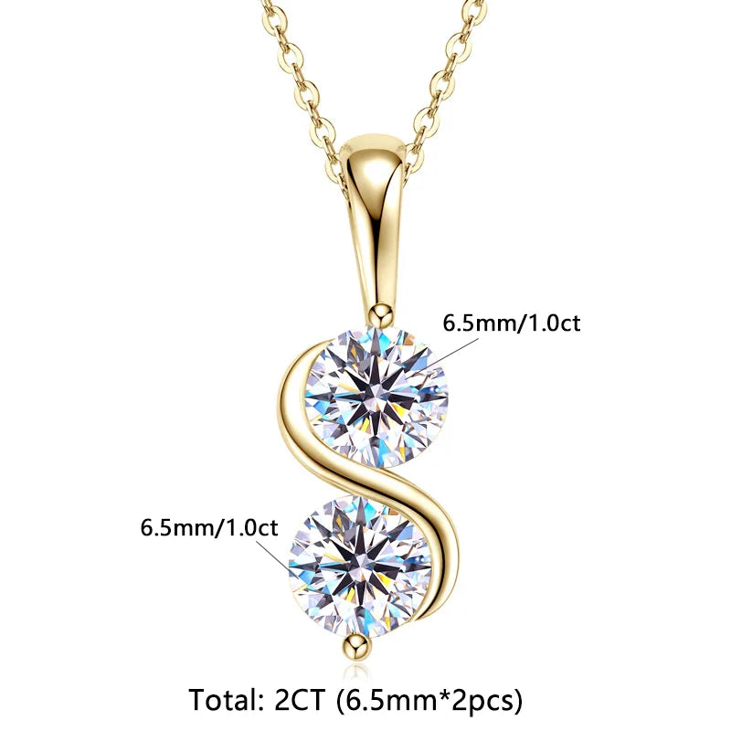 RAPRGOLD 925 Silver Chain With Moissanite Pendant for Women – Round Cut & Twisted Pendant Necklace for Wedding, Party - Jewelry Gift for Her