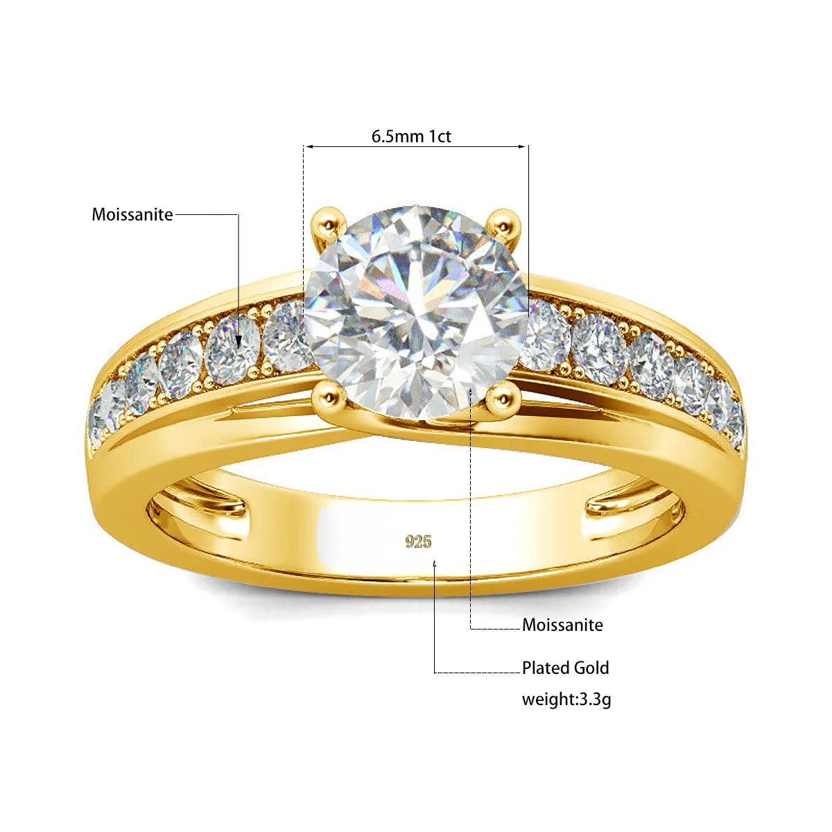 1 Carat Moissanite Engagement Ring for Women – 925 Sterling Silver Rhodium Plated Wedding Jewelry - Elegant Gift for Her