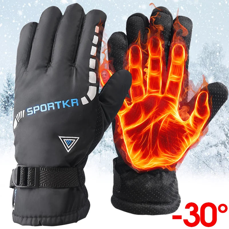 Waterproof Winter Cycling Gloves with Fur & Unisex Design - Thermal Sport Muff Gloves For Skiing Riding, Hiking & Motorcycle, Outdoor Mitten - Warm Gift for All