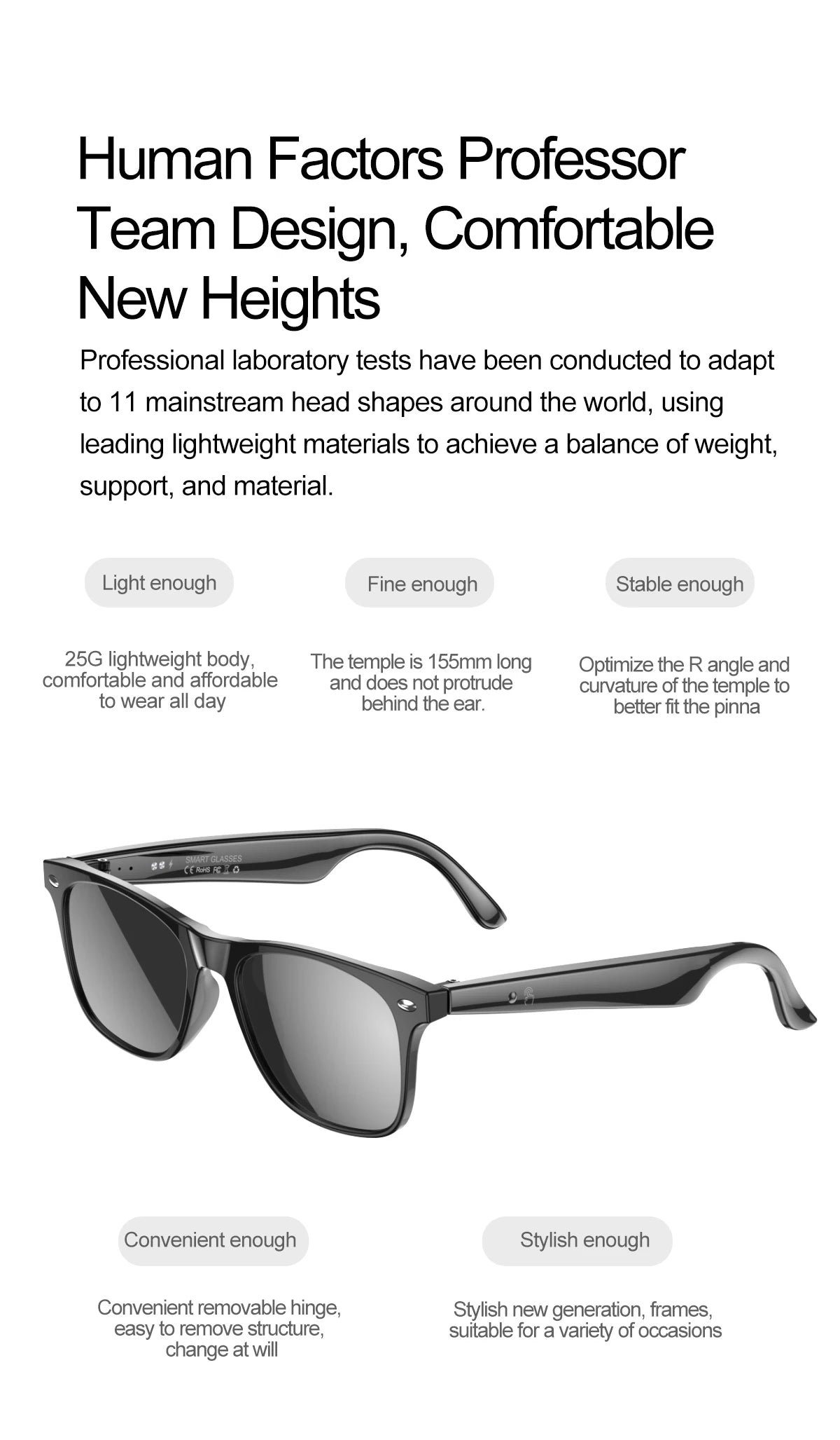 LIGE Intelligent Translation Smart Bluetooth Glasses - Wireless Calling Sunglasses with Mic, Touch Control & Voice Assistant - Perfect Gift for All