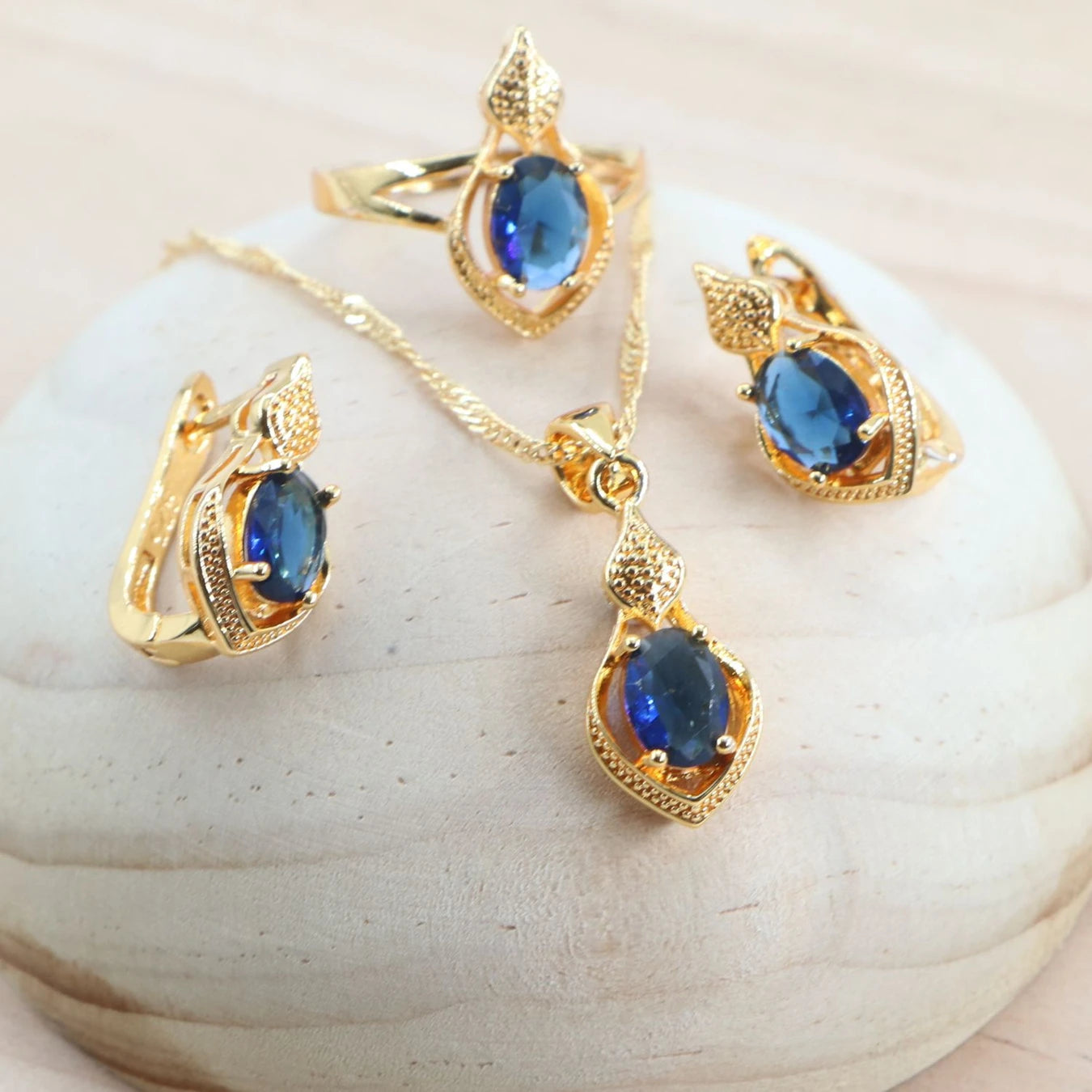 Elegant Blue Red Green Purple White Zircon Wedding Jewelry Set for Women – 925 Silver Pendant Necklace, Earrings, Ring, Bracelet - Perfect Gift for Her