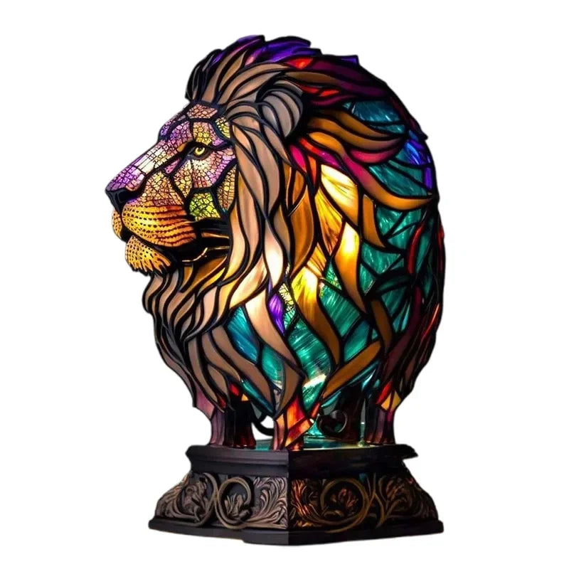 Creative Resin Animal Night Lamp – USB LED Light for Desk or Bedroom Decor, Mermaid, Wolf, Owl, Cat, Dragon Series - Perfect for Housewarming Gift