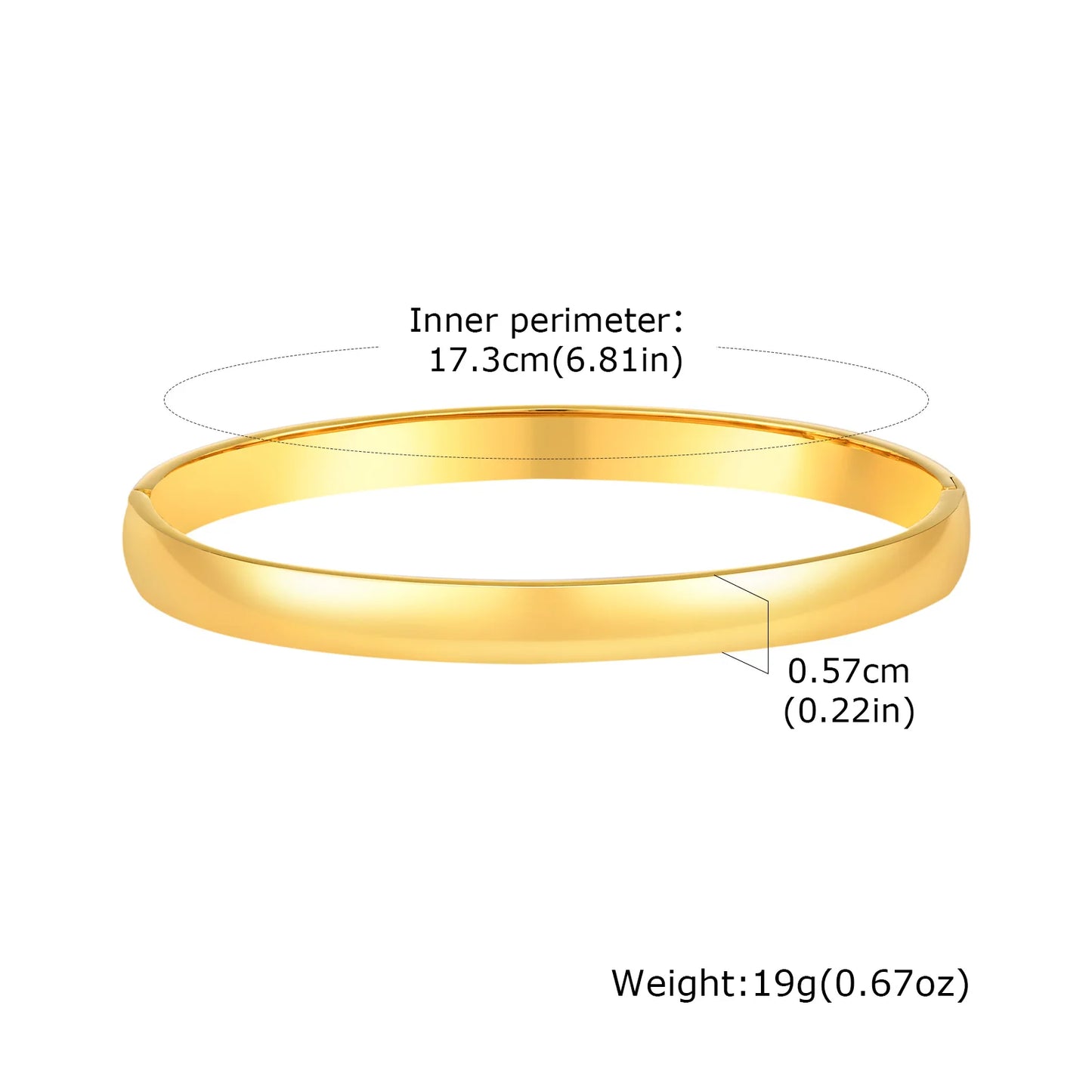18K Gold Plated Stainless Steel Bangles for Women – 4mm, 5.7mm & 7.7mm Smooth Openable Bracelet, Classic & Elegant Jewelry Accessory