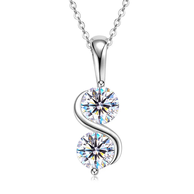 RAPRGOLD 925 Silver Chain With Moissanite Pendant for Women – Round Cut & Twisted Pendant Necklace for Wedding, Party - Jewelry Gift for Her