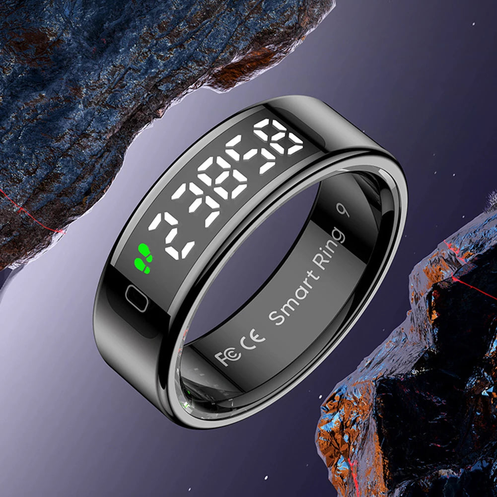 Touchscreen Smart Ring with Display – Heart Rate & Blood Oxygen Monitor, 5ATM Waterproof, Android & iOS Compatible - Gift for All