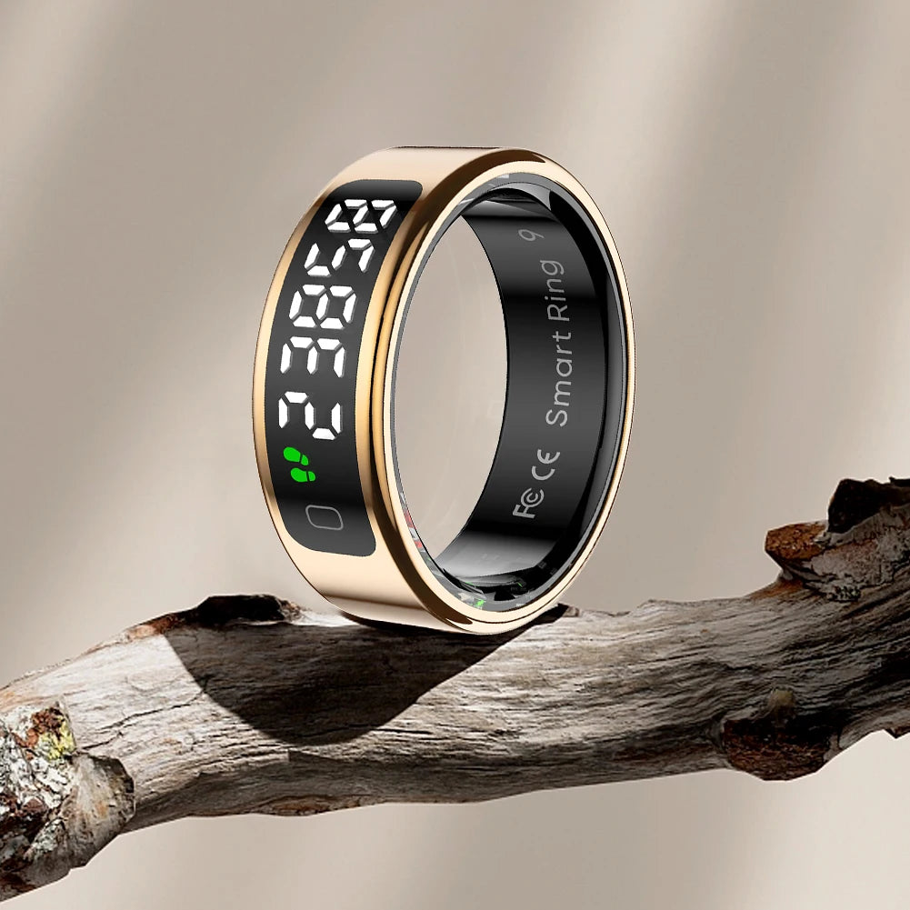 Touchscreen Smart Ring with Display – Heart Rate & Blood Oxygen Monitor, 5ATM Waterproof, Android & iOS Compatible - Gift for All