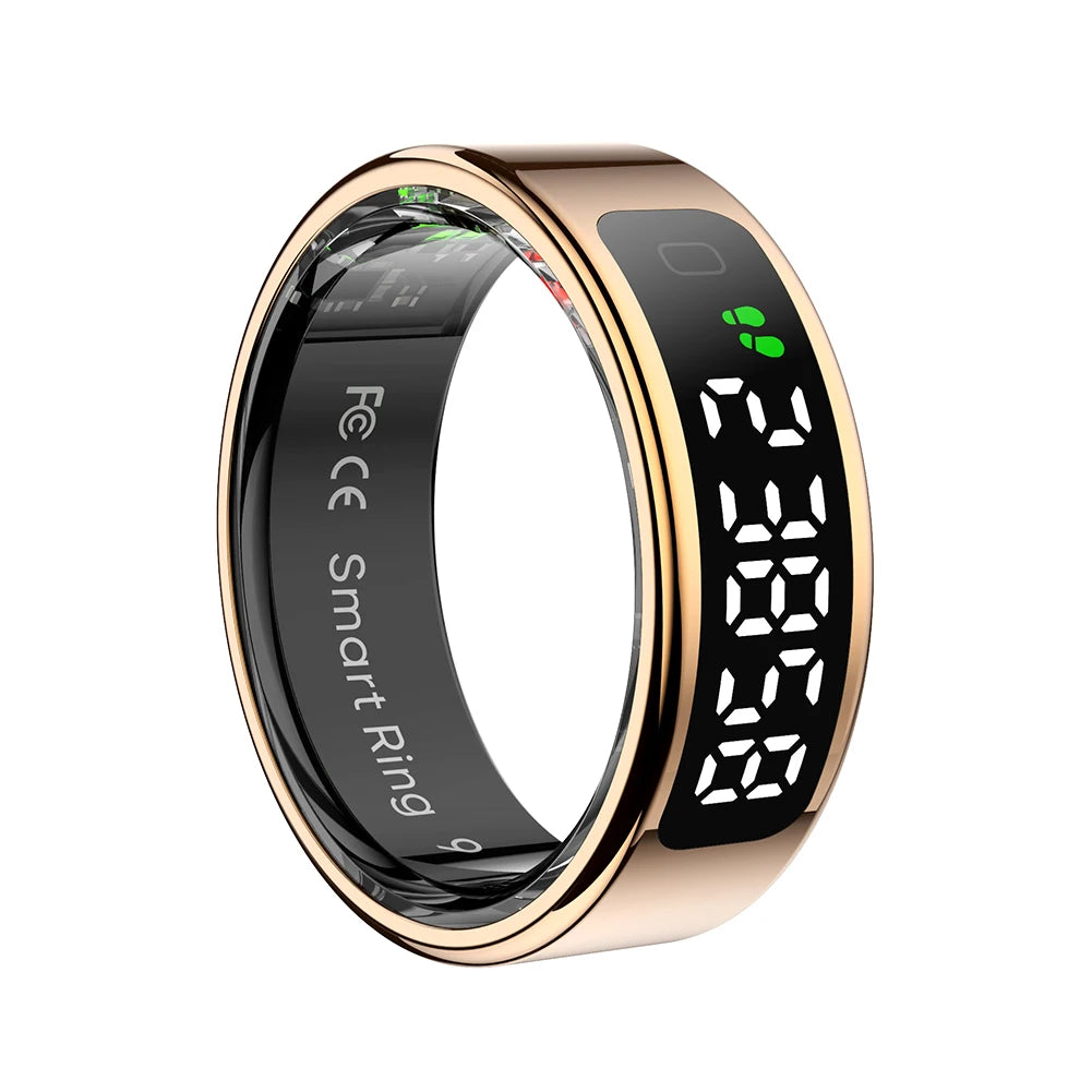 Touchscreen Smart Ring with Display – Heart Rate & Blood Oxygen Monitor, 5ATM Waterproof, Android & iOS Compatible - Gift for All