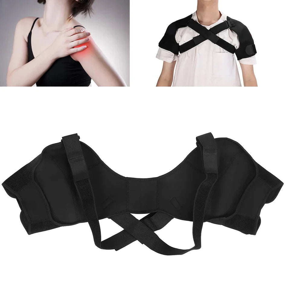 Adjustable Double Shoulder Support Brace – Compression Strap for Pain Relief & Posture Correction - Ideal Gift for Loved Ones