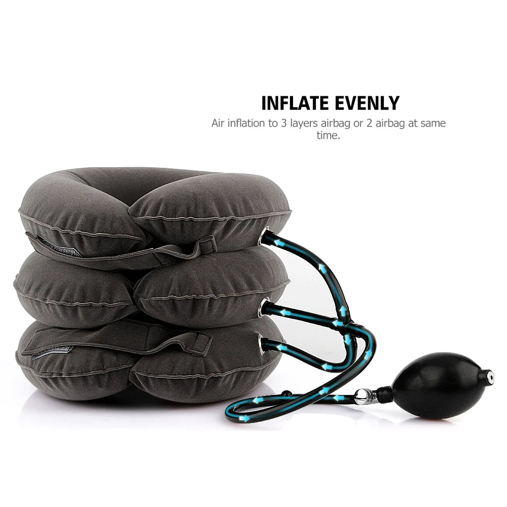 Inflatable Cervical Neck Traction Pillow – Posture Corrector & Pain Relief Brace for Travel & Home - Perfect Gift for Loved Ones