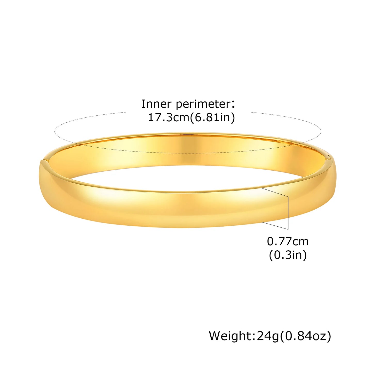 18K Gold Plated Stainless Steel Bangles for Women – 4mm, 5.7mm & 7.7mm Smooth Openable Bracelet, Classic & Elegant Jewelry Accessory