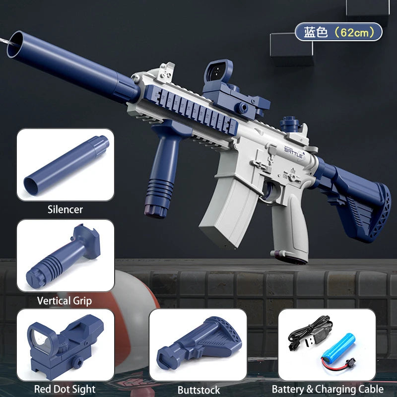 Full Auto M416 Water Gun Toy – Rechargeable Pistol for Beach Battles, Kids & Adult Outdoor Summer Fun - Perfect Gift for Friends & Family