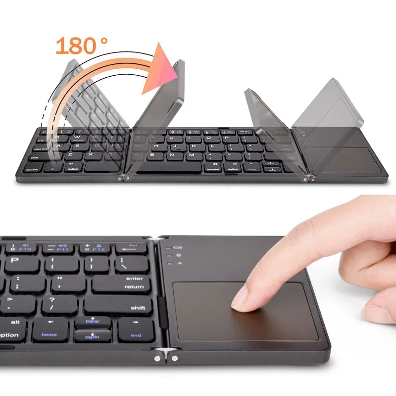 Wireless Double/Triple Foldable Keyboard with Touchpad - Bluetooth Connection, Multi-Function Button Mini Keyboard & Compatible with Windows, Android, iOS, & Phone - Ideal Gift for All