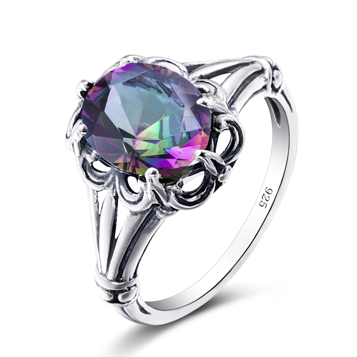 Handmade Mystic Topaz Gemstones Gold Ring – High Quality, 8*10mm Oval Stone Women’s Trending Jewelry For Birthday, Party, Daily Wear - Elegant gift for Her