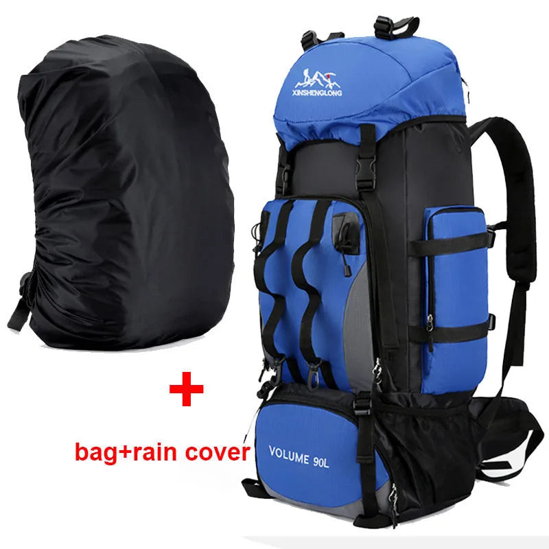 Men's 90L Trekking Bag | Waterproof Outdoor Backpack for Hiking, Camping & Travel Adventures, Heavy-Duty Rucksack With Cover| Perfect Gift for Him