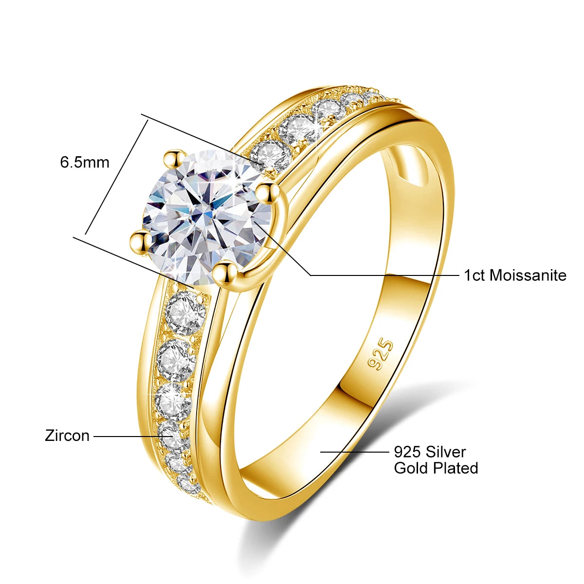 1 Carat Moissanite Engagement Ring for Women – 925 Sterling Silver Rhodium Plated Wedding Jewelry - Elegant Gift for Her