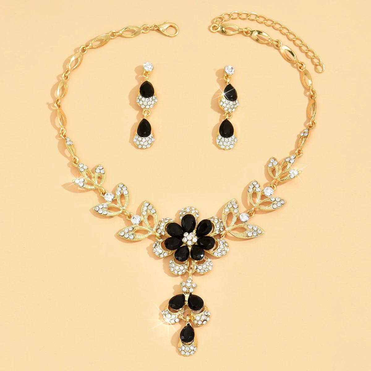 Luxury 3-Piece Camellia Necklace and Earrings Set – Floral Waterdrop Design for Bridesmaids, Banquets & Special Occasions - Perfect Gift for Her