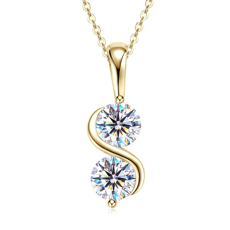 RAPRGOLD 925 Silver Chain With Moissanite Pendant for Women – Round Cut & Twisted Pendant Necklace for Wedding, Party - Jewelry Gift for Her
