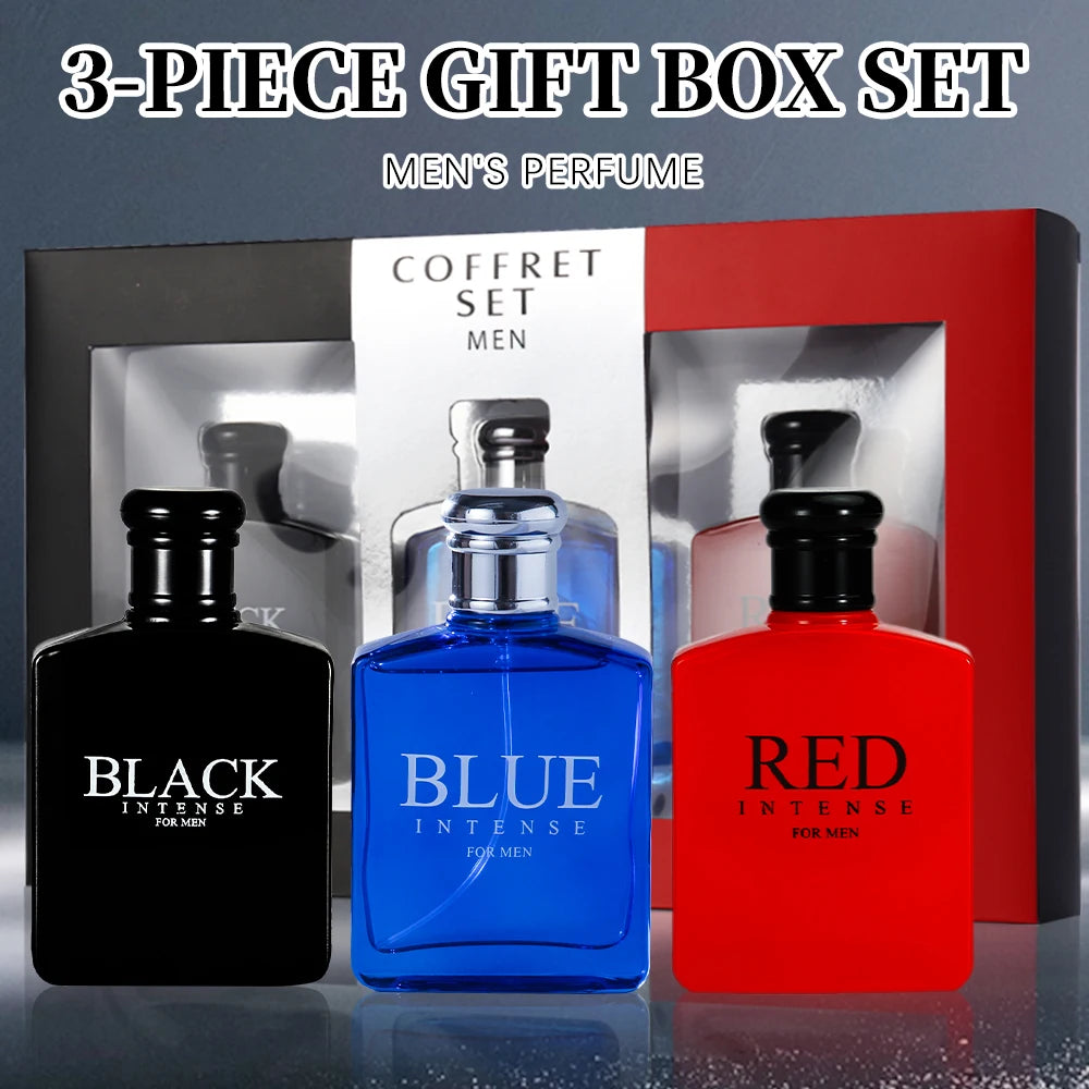 Men’s Deluxe Perfume Spray Set – Fruity Eau de Parfum Trio Gift Box for Special Occasions | 3PCS Large Fragrance Gift Box with Fresh Scent for Him