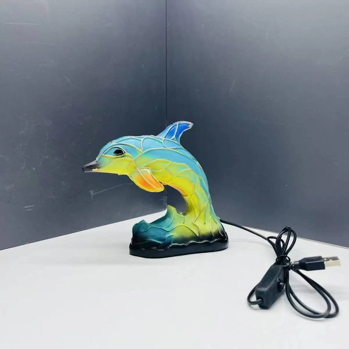 Creative Resin Animal Night Lamp – USB LED Light for Desk or Bedroom Decor, Mermaid, Wolf, Owl, Cat, Dragon Series - Perfect for Housewarming Gift
