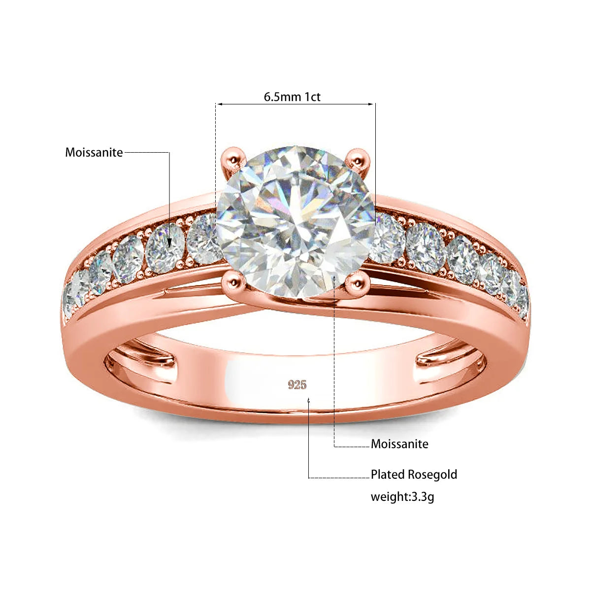 1 Carat Moissanite Engagement Ring for Women – 925 Sterling Silver Rhodium Plated Wedding Jewelry - Elegant Gift for Her